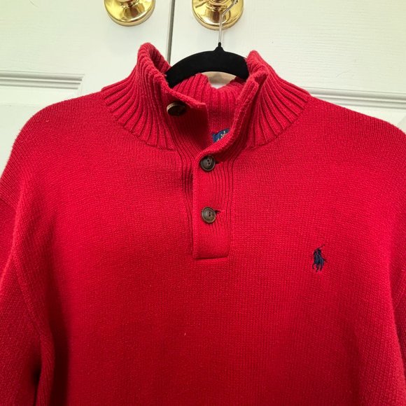 Polo Ralph Lauren 100% Cotton Men's 1/4 Button Mock Neck Sweater - Picture 1 of 9